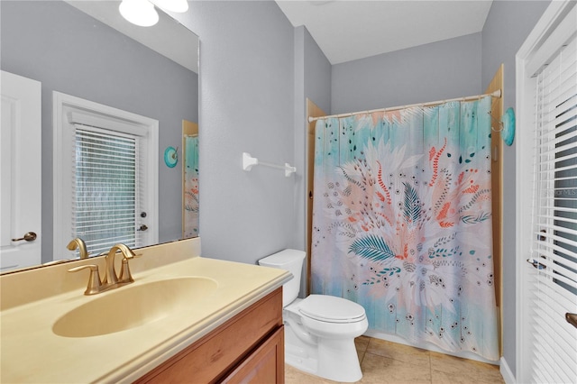 3677 Serena Ln, Clermont, FL 34711 - bathroom featuring tile patterned flooring, vanity, toilet, and a shower with curtain