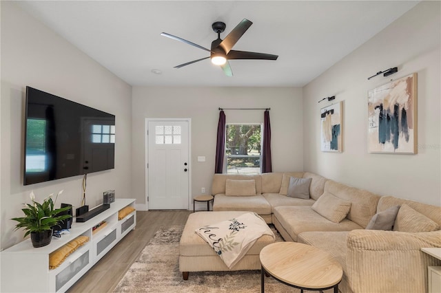 146 E 15th St, Apopka, FL 32703 - living room featuring a ceiling fan and light wood finished floors
