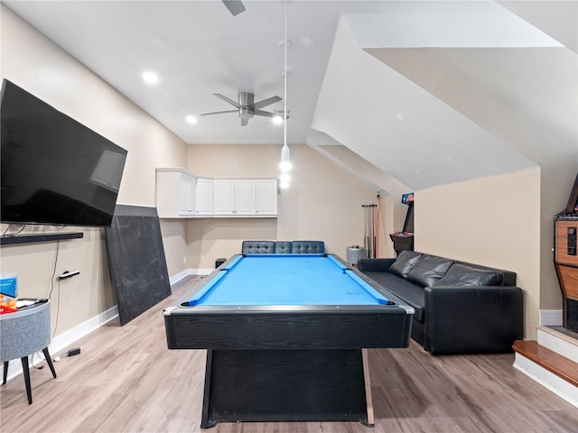 6161 Blakeford Dr, Windermere, FL 34786 - recreation room featuring ceiling fan, light wood-style flooring, recessed lighting, and pool table