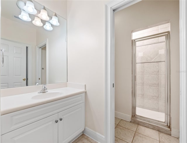 6161 Blakeford Dr, Windermere, FL 34786 - bathroom with vanity, a shower stall, and tile patterned flooring