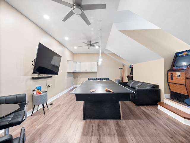 6161 Blakeford Dr, Windermere, FL 34786 - game room featuring a ceiling fan, light wood-style flooring, recessed lighting, and pool table