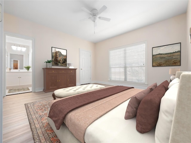 6161 Blakeford Dr, Windermere, FL 34786 - bedroom featuring light wood finished floors, ensuite bath, and ceiling fan