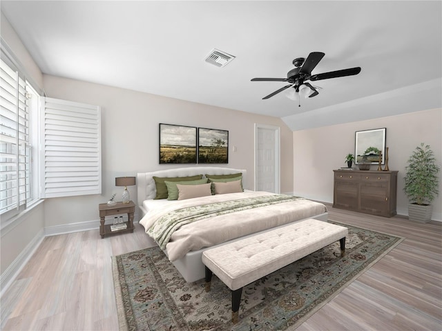 6161 Blakeford Dr, Windermere, FL 34786 - bedroom with light wood-type flooring, multiple windows, and ceiling fan