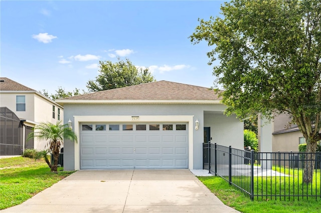 2125 Shackley Pl, Apopka, FL 32703 - ranch-style home featuring driveway, stucco siding, a garage, and a shingled roof