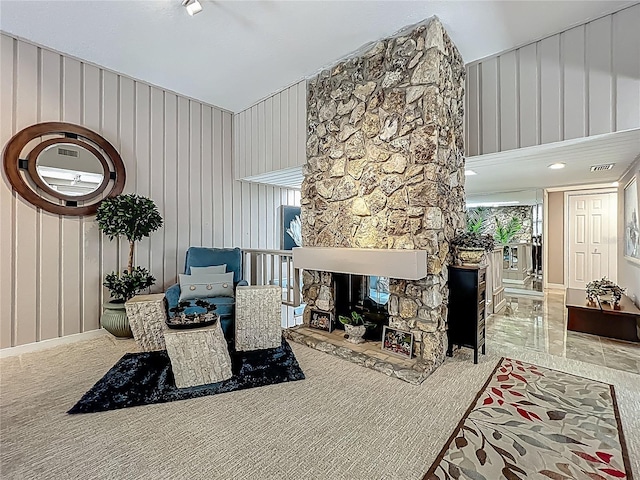 103 Red Cedar Dr, Longwood, FL 32779 - living area with vaulted ceiling, carpet, and baseboards