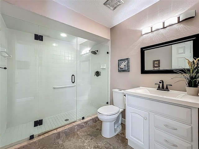 103 Red Cedar Dr, Longwood, FL 32779 - full bathroom with toilet, vanity, a stall shower, baseboards, and a textured ceiling