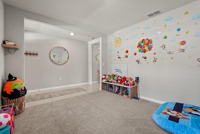 850 Lazio Cir, Debary, FL 32713 - recreation room with tile patterned flooring, baseboards, and carpet flooring