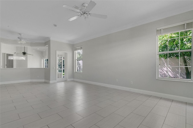 7900 Saint Giles Pl, Orlando, FL 32835 - unfurnished room with ornamental molding, ceiling fan, and baseboards