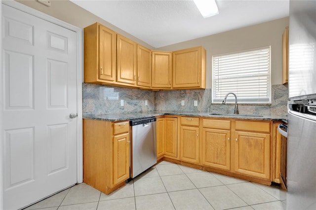 1614 Christa Ct, Saint Cloud, FL 34772 - kitchen featuring dishwasher, a sink, stone countertops, and backsplash