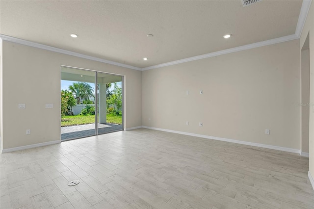 10245 Park Estates Ave, Orlando, FL 32836 - empty room with baseboards, crown molding, light wood-style flooring, and recessed lighting
