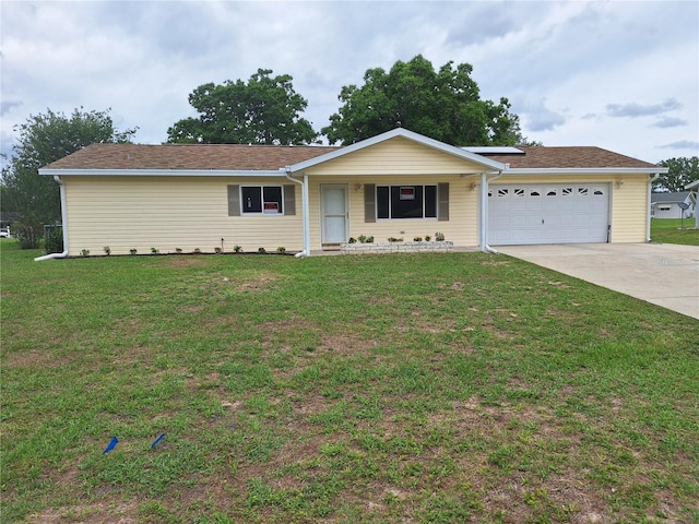 11282 SW 62nd Avenue Rd, Ocala, FL 34476 - ranch-style house with a garage, concrete driveway, roof mounted solar panels, and a front yard