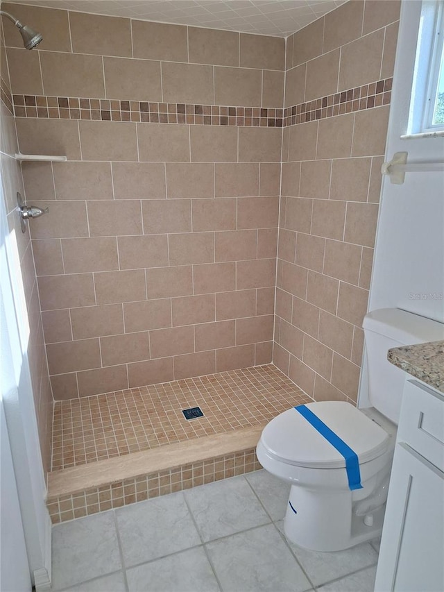 11282 SW 62nd Avenue Rd, Ocala, FL 34476 - bathroom featuring a shower stall, tile patterned floors, toilet, and vanity