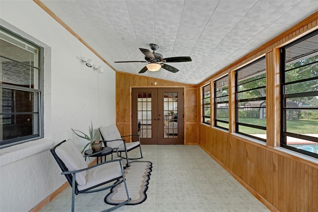 1830 W Clinton Dr, Saint Cloud, FL 34769 - sunroom / solarium with french doors, wood walls, healthy amount of natural light, and vaulted ceiling
