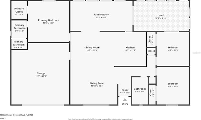 1830 W Clinton Dr, Saint Cloud, FL 34769 - floor plan / room layout
