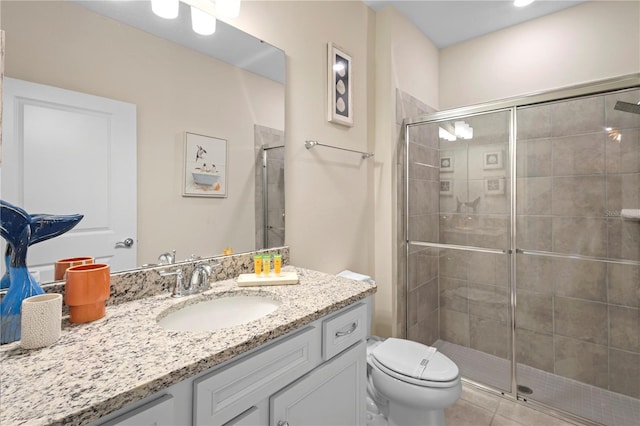 4314 Lana Ave, Davenport, FL 33897 - full bath featuring a shower stall, toilet, vanity, and tile patterned floors