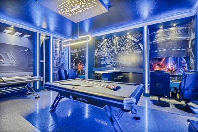 8833 Cruden Bay Ct, Davenport, FL 33896 - recreation room with rubber floors and billiards