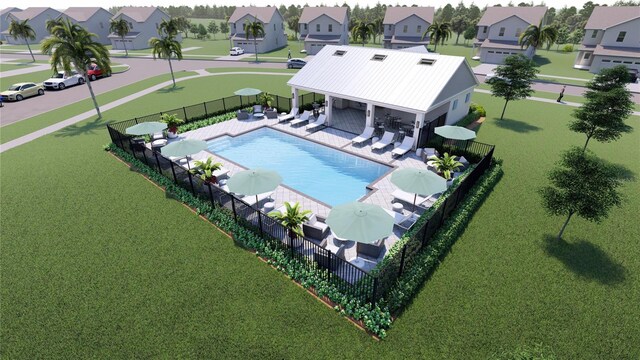 2521 Cedar Rose St, Apopka, FL 32712 - view of swimming pool featuring a residential view, a fenced backyard, and a patio area