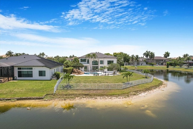 3924 SW 189th Ave, Miramar, FL 33029 - back of house featuring a water view, a patio area, and metal roof
