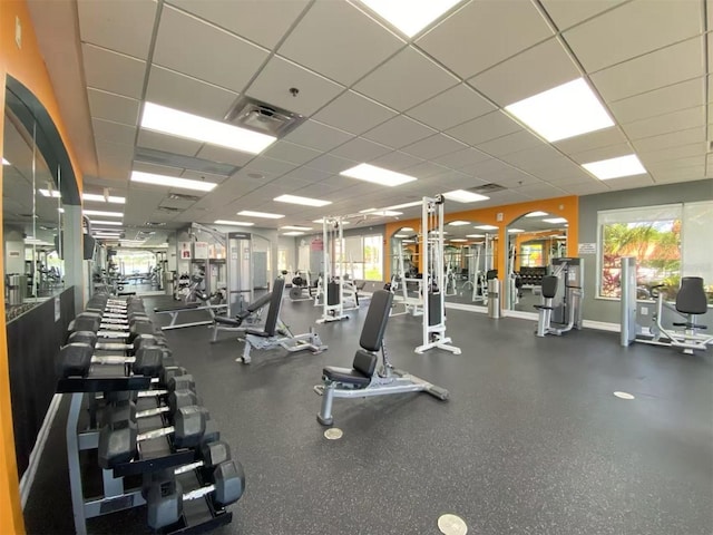 3924 SW 189th Ave, Miramar, FL 33029 - exercise room featuring a drop ceiling and baseboards