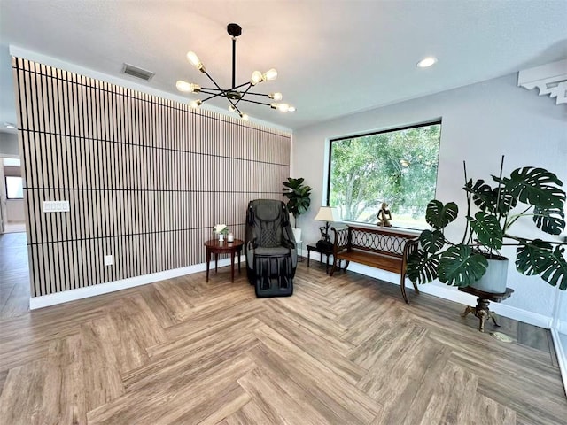 3924 SW 189th Ave, Miramar, FL 33029 - sitting room featuring baseboards, a chandelier, healthy amount of natural light, and recessed lighting