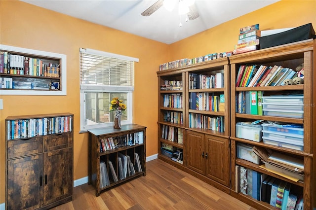 3118 Walnut St, Winter Haven, FL 33881 - living area with a ceiling fan and wood finished floors