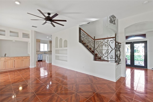 1254 Shelter Rock Rd, Orlando, FL 32835 - entryway featuring a ceiling fan, stairs, french doors, and recessed lighting