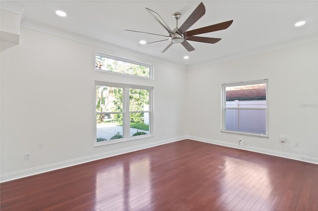 1254 Shelter Rock Rd, Orlando, FL 32835 - unfurnished room featuring dark wood-style flooring, a ceiling fan, ornamental molding, and recessed lighting