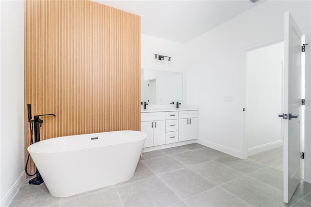 7229 N Gibralter Dr, Citrus Springs, FL 34434 - full bath with double vanity, a soaking tub, baseboards, and tile patterned floors