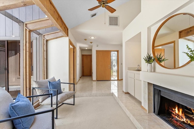 2652 Bent Hickory Cir, Longwood, FL 32779 - corridor with vaulted ceiling, a sink, and recessed lighting