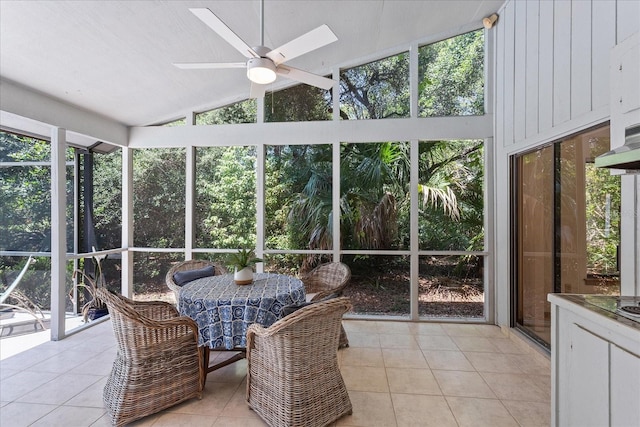 2652 Bent Hickory Cir, Longwood, FL 32779 - sunroom with lofted ceiling, ceiling fan, healthy amount of natural light, and outdoor dining area