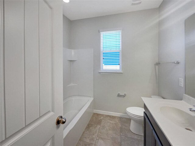 4010 Brookshire Cir, Eustis, FL 32736 - bathroom with baseboards, vanity, toilet, and bathing tub / shower combination