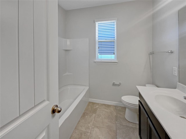 4010 Brookshire Cir, Eustis, FL 32736 - bathroom featuring toilet, vanity, baseboards, and shower / bath combination