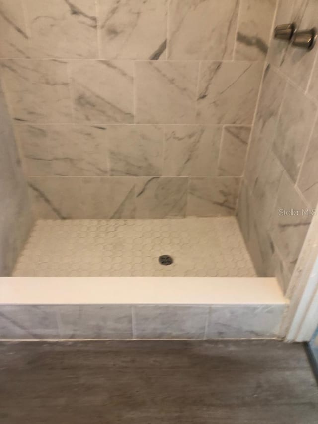 647 Madison Ave, Daytona Beach, FL 32114 - full bath featuring tiled shower and wood finished floors