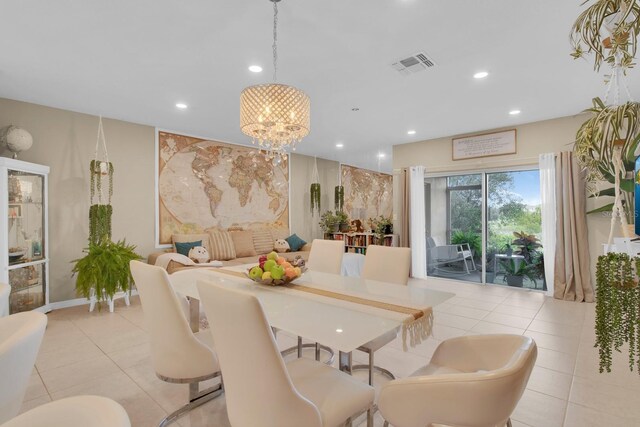 316 Primrose Dr, Davenport, FL 33837 - dining area with light tile patterned floors, recessed lighting, and a chandelier