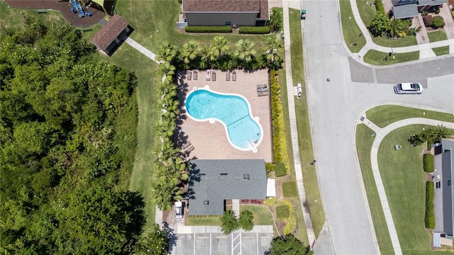 bird's eye view of a pool