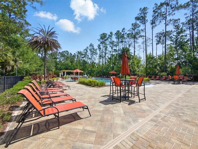 8215 Roseville Blvd, Davenport, FL 33896 - view of patio / terrace featuring a community pool and view of scattered trees