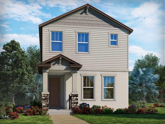 16448 Silver Brook Way, Winter Garden, FL 34787 - view of front facade with a front yard and stone siding