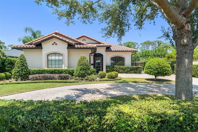 1741 Palmer Ave, Winter Park, FL 32789 - mediterranean / spanish-style house with a tile roof, stucco siding, and a front lawn