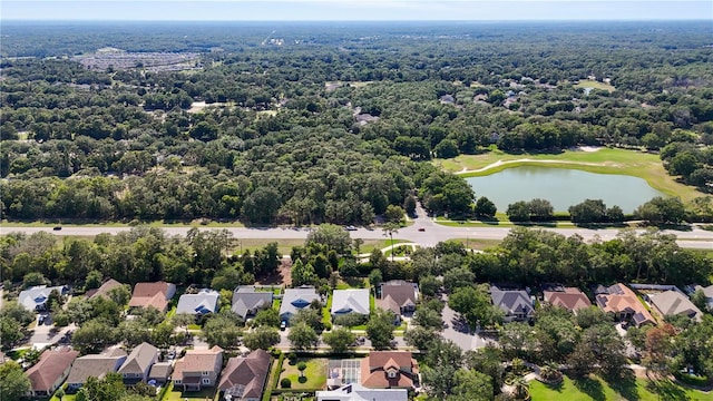 402 S Lake Victoria Cir, Deland, FL 32724 - aerial perspective of suburban area with a nearby body of water, a golf course, and a forest