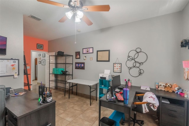 2619 Breezy Meadow Rd, Apopka, FL 32712 - office featuring a ceiling fan, light tile patterned floors, and baseboards