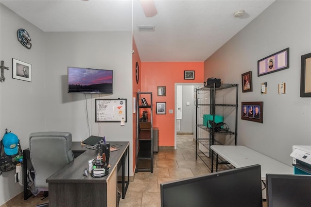 2619 Breezy Meadow Rd, Apopka, FL 32712 - office area with a ceiling fan and light tile patterned flooring