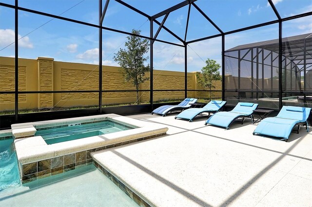 3860 Sonoma Blvd, Kissimmee, FL 34741 - view of pool with a patio, a lanai, and a pool with connected hot tub