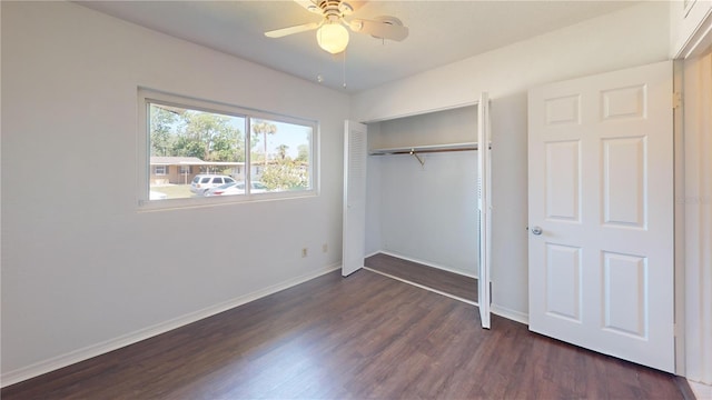 1119 Edith Dr, Daytona Beach, FL 32117 - unfurnished bedroom featuring wood finished floors, a closet, and a ceiling fan