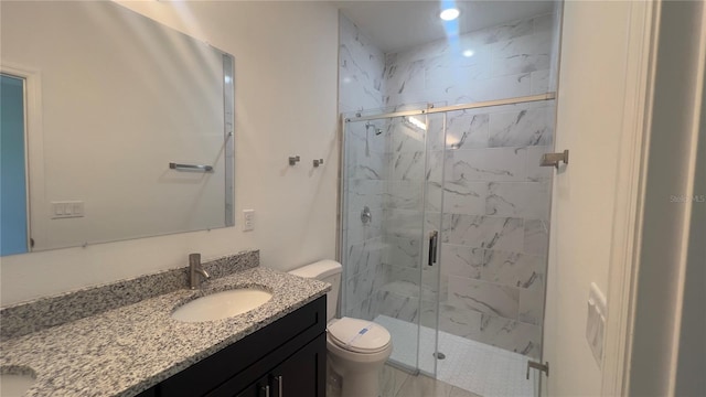 3315 W Montgomery Ln, Citrus Springs, FL 34433 - full bathroom featuring toilet, a shower stall, vanity, and recessed lighting
