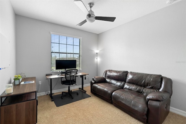 8312 Prestbury Dr, Orlando, FL 32832 - office area featuring carpet floors, a ceiling fan, and baseboards