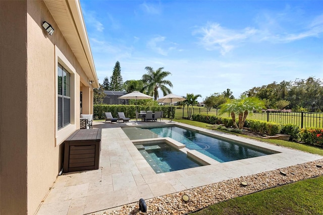 8312 Prestbury Dr, Orlando, FL 32832 - view of pool featuring a patio area, a fenced backyard, and a pool with connected hot tub