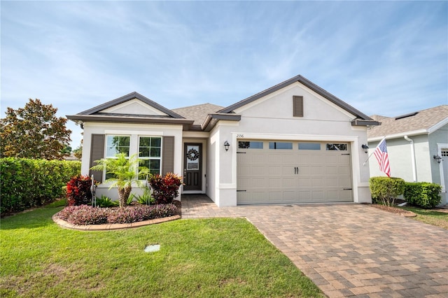 2156 Antilles Club Dr, Kissimmee, FL 34747 - ranch-style house featuring stucco siding, a front yard, driveway, and an attached garage