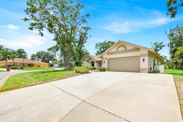 2900 Hammock Dr, Plant City, FL 33566 - single story home featuring stucco siding, an attached garage, concrete driveway, and a front lawn