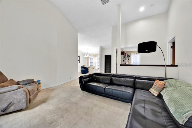 2900 Hammock Dr, Plant City, FL 33566 - living area with a chandelier and carpet floors