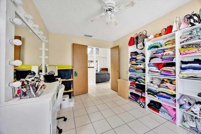 2900 Hammock Dr, Plant City, FL 33566 - office area with a ceiling fan, light tile patterned floors, and a textured ceiling